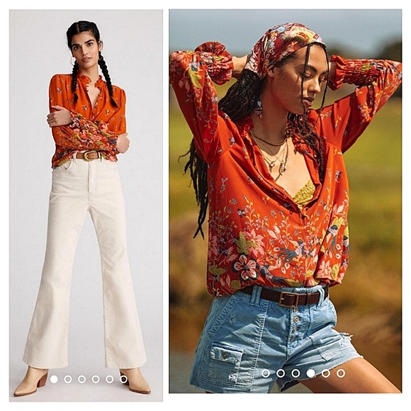 Anthropologie Tops - Anthropologie Floral Chiffon Blouse Size Small